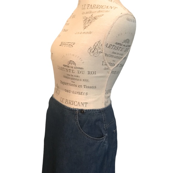 VINTAGE Y2K LIZ WEAR Denim Jean Maxi Skirt with Pockets and Bottom Back Slit - Picture 3 of 15